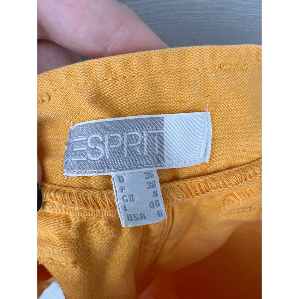 90s Vintage Esprit Shorts Womens Small Yellow High Waist Cotton 80s - Picture 2 of 9